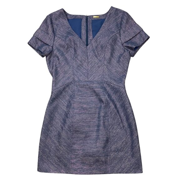 Rebecca Minkoff Katya Tweed Dress 8 Tiered Short Sleeve V-Neck Sheath Mini - Picture 12 of 12